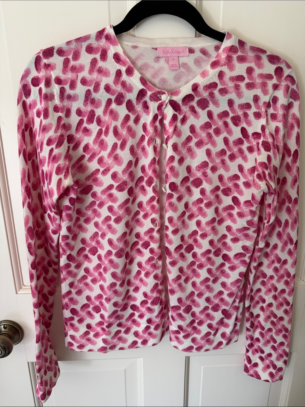 Lilly Pulitzer Pink Brushstroke Dot Cardigan